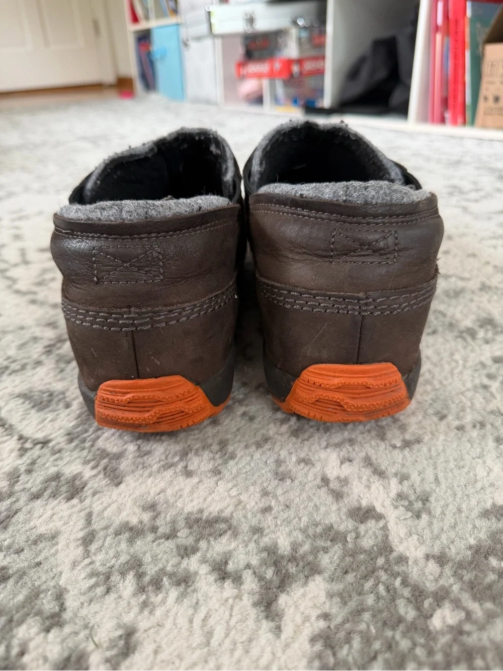 Sorel Brown Slip-On Snow Clog with Orange Sole